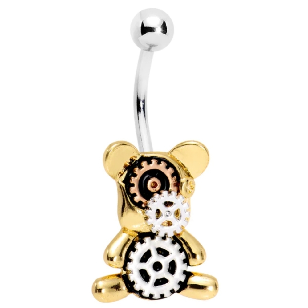 Steampunk Gears Teddy Bear Belly Ring